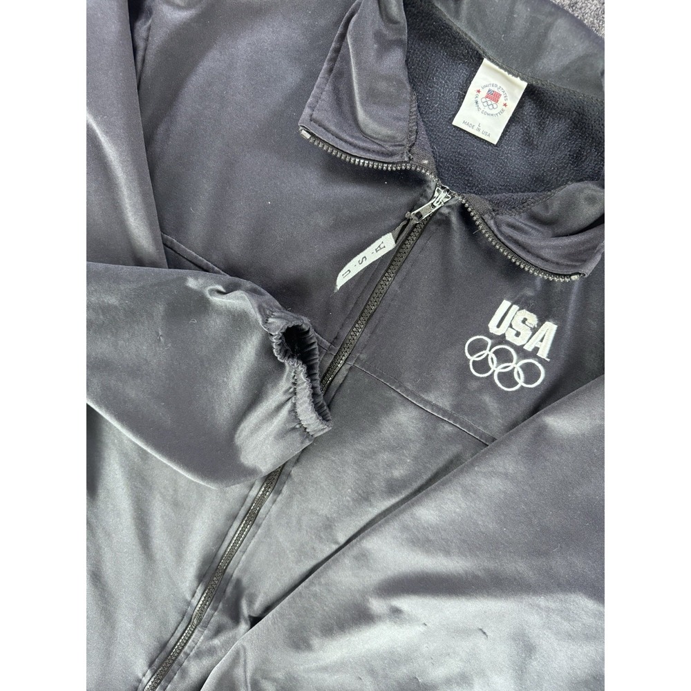 VTG‎ USA Olympic Committee Full Zip Jacket Mens Large Black Made USA